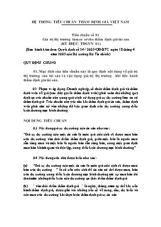 Hệ thống tiêu chuẩn thẩm định giá Việt Nam - Tiêu chuẩn số 01: Giá trị thị trường làm cơ sở cho thẩm định giá tài sản