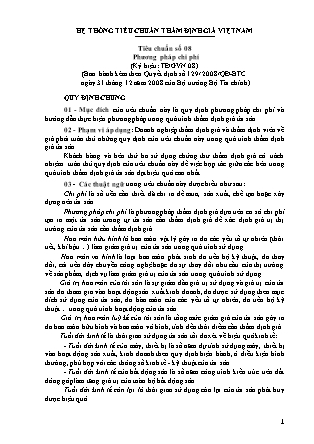Hệ thống tiêu chuẩn thẩm định giá Việt Nam - Tiêu chuẩn số 08 - Phương pháp chi phí