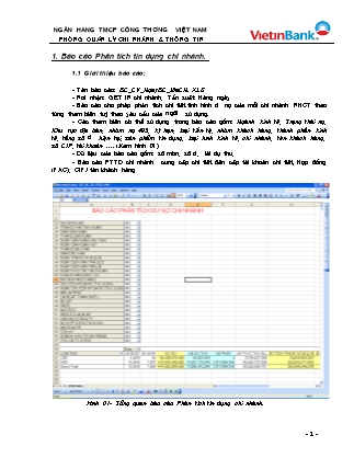 Hướng dẫn Báo cáo phân tích tín dụng chi nhánh ngân hàng