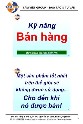 Hướng dẫn Kỹ năng bán hàng