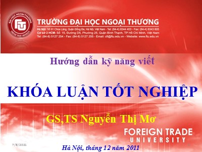 Hướng dẫn kỹ năng viết khóa luận tốt nghiệp