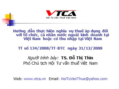 Hướng dẫn thực hiện nghĩa vụ thuế áp dụng đối với tổ chức, cá nhân nước ngoài kinh doanh tại Việt Nam hoặc có thu nhập tại Việt Nam