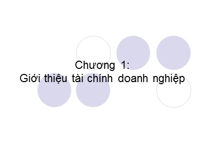 Kế toán ngân hàng - Chương 1: Giới thiệu tài chính doanh nghiệp