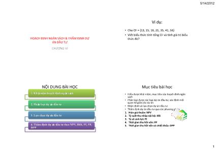 Kế toán ngân hàng - Chương VI: Hoạch định ngân sách và thẩm định dự án đầu tư