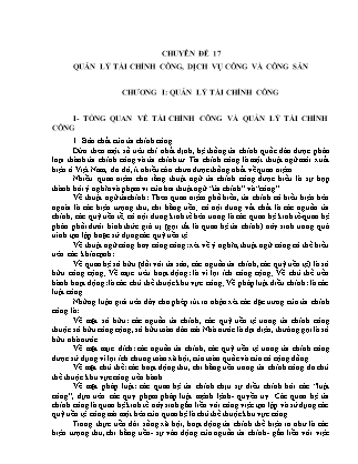 Kế toán ngân hàng - Chuyên đề 17: Quản lý tài chính công, dịch vụ công và công sản
