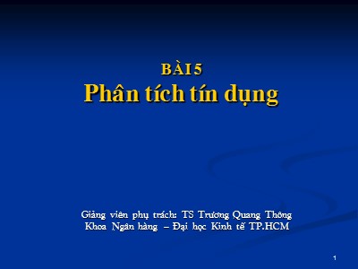 Kiểm toán ngân hàng - Bài 5: Phân tích tín dụng