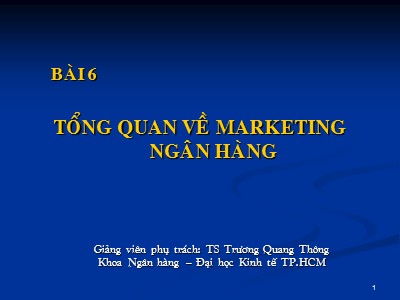 Kiểm toán ngân hàng - Bài 6: Tổng quan về marketing ngân hàng