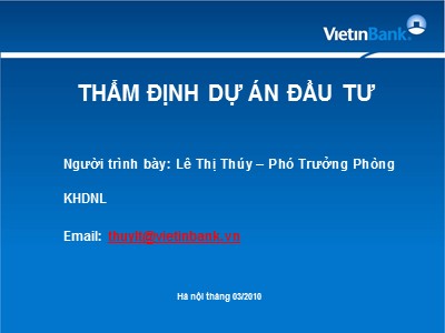 Kiểm toán ngân hàng - Thẩm định dự án đầu tư