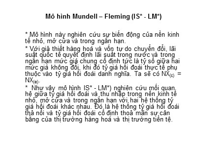 Kinh tế học vĩ mô - Mô hình Mundell – Fleming (IS* - LM*)