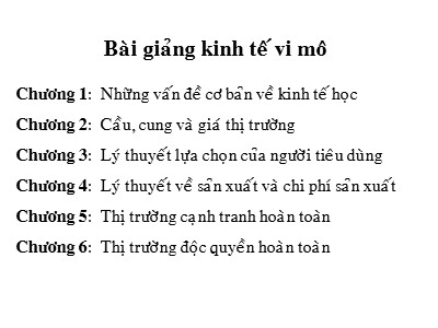 Kinh tế vi mô - Chương 1: Những vấn đề cơ bản về kinh tế học