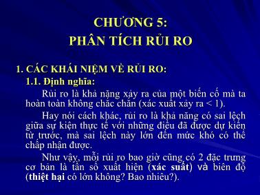 Lập và thẩm định dự án - Chương 5: Phân tích rủi ro