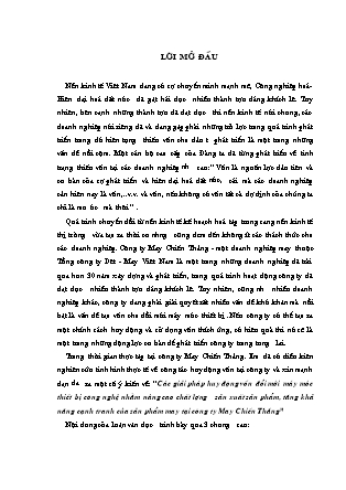 Luận văn Các giải pháp huy động vốn đổi mới máy móc thiết bị công nghệ nhằm nâng cao chất lượng sản xuất sản phẩm, tăng khả năng cạnh tranh của sản phẩm may tại công ty May Chiến Thắng