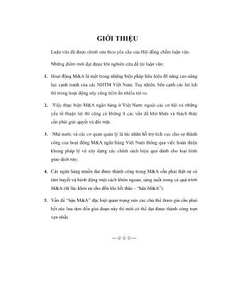 Luận văn Giải pháp cho hệ thống ngân hàng thương mại Việt Nam trước xu thế sáp nhập, hợp nhất và mua lại