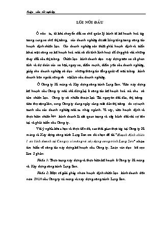 Luận văn Hoạch định chiến lược kinh doanh tại Công ty xi măng và xây dựng công trình Lạng Sơn