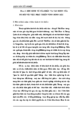 Luận văn Khu kinh tế cửa khẩu và tác động của nó đối với việc phát triển vùng đông bắc