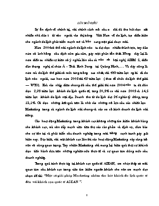 Luận văn Một số giải pháp marketing nhằm thu hút khách du lịch quốc tế đến với khách sạn quốc tế Asean