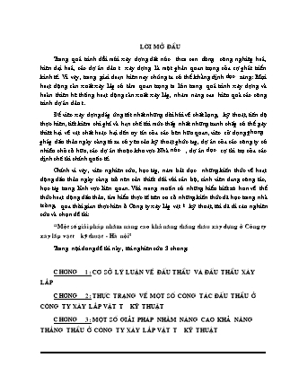Luận văn Một số giải pháp nhằm nâng cao khả năng thắng thầu xây dựng ở Công ty xây lắp vật tư kỹ thuật - Hà nội