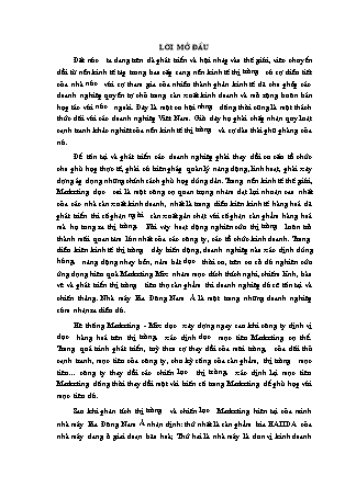 Luận văn Một vài giải pháp ứng dụng Marketing - Mix vào hoạt động phát triển thị trường tiêu thụ sản phẩm HALIDA của nhà máy bia Đông Nam Á
