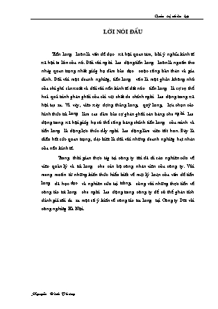 Luận văn Nghiên cứu về việc quản lý và trả lương cho cán bộ công nhân viên tại Công ty Dệt vải công nghiệp Hà Nội