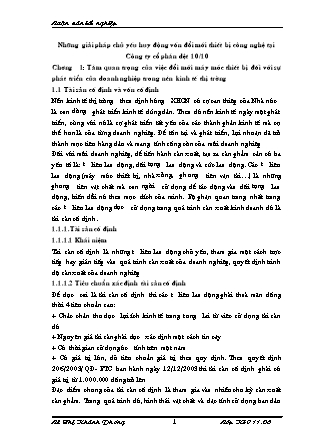 Luận văn Những giải pháp chủ yếu huy động vốn đổi mới thiết bị công nghệ tại Công ty cổ phần dệt 10 / 10
