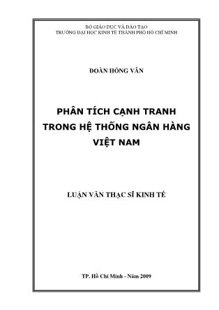 Luận văn Phân tích cạnh tranh trong hệ thống ngân hàng Việt Nam