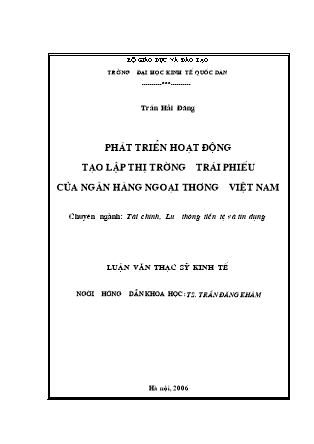 Luận văn Phát triển hoạt động tạo lập thị trường trái phiếu của Ngân hàng Ngoại thương Việt Nam