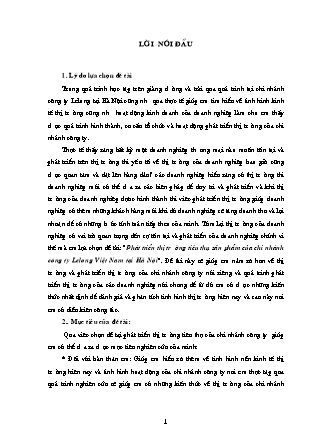 Luận văn Phát triển thị trường tiêu thụ sản phẩm của chi nhánh công ty Lelong Việt Nam tại Hà Nội