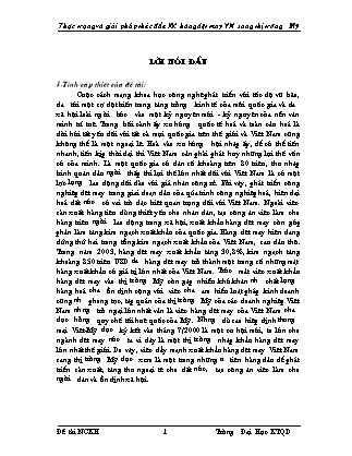 Luận văn Thực trạng và giải pháp thúc đẩy xuất khẩu hàng dệt may Việt Nam vào thị trường Mỹ