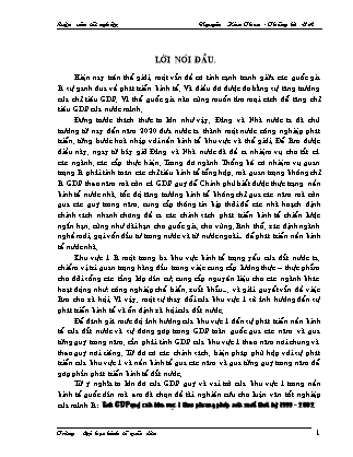 Luận văn Tính GDP quý của khu vực 1 theo phương pháp sản xuất thời kỳ 1999 - 2002