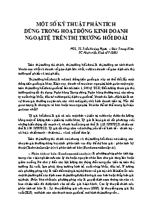 Một số kỹ thuật phân tích dùng trong hoạt động kinh doanh ngoại tệ trên thị trường hối đoái