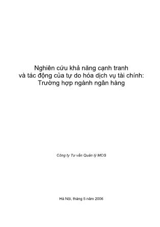 Nghiên cứu khả năng cạnh tranh và tác động của tự do hóa dịch vụ tài chính: Trường hợp ngành ngân hàng