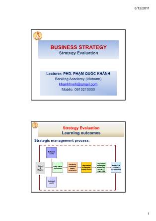 Nghiệp vụ ngân hàng - Business strategy - Strategy evaluation