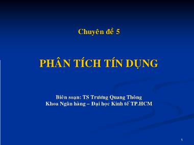 Nghiệp vụ ngân hàng - Chuyên đề 5: Phân tích tín dụng