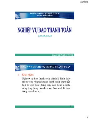 Nghiệp vụ ngân hàng - Nghiệp vụ bao thanh toán