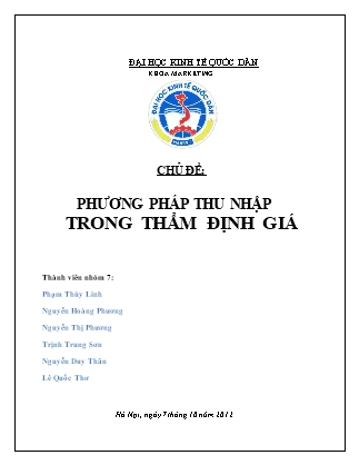 Nghiệp vụ ngân hàng trung ương - Chủ đề: Phương pháp thu nhập trong thẩm định giá