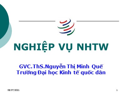 Nghiệp vụ ngân hàng trung ương - Chương 1: Tổng quan về Ngân hàng Trung ương