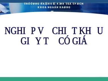 Nghiệp vụ ngân hàng trung ương - Chương 5: Nghiệp vụ triết khấu