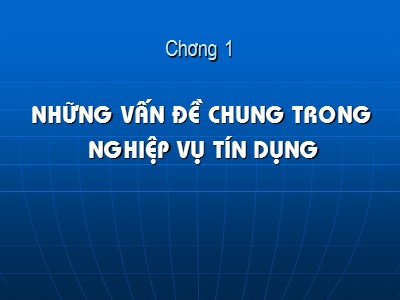 Nghiệp vụ tín dụng - Chương 1: Những vấn đề chung trong nghiệp vụ tín dụng