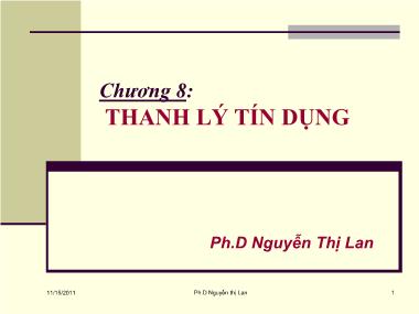 Nghiệp vụ tín dụng - Chương 8: Thanh lý tín dụng