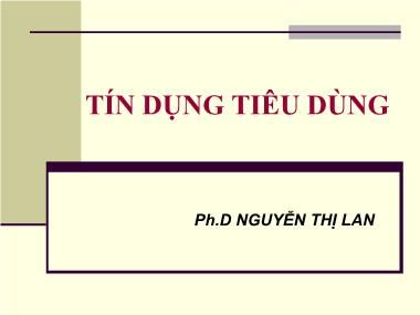 Nghiệp vụ tín dụng - Tín dụng tiêu dùng