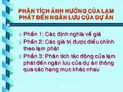 Phân tích ảnh hưởng của lạm phát đến ngân lưu của dự án