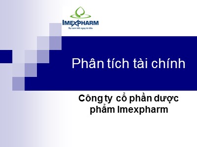Phân tích tài chính Công ty cổ phần dược phẩm Imexpharm