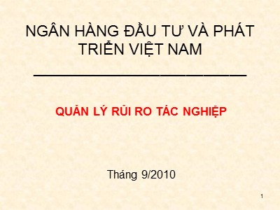 Quản lý rủi ro tác nghiệp tại ngân hàng đầu tư và phát triển Việt Nam