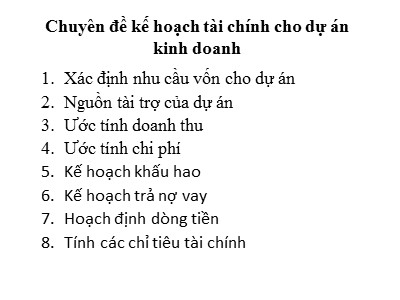 Quản trị ngân hàng - Chuyên đề kế hoạch tài chính cho dự án kinh doanh