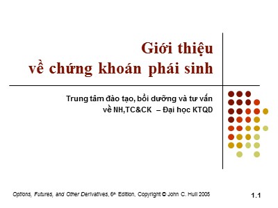 Quản trị ngân hàng - Giới thiệu về chứng khoán phái sinh