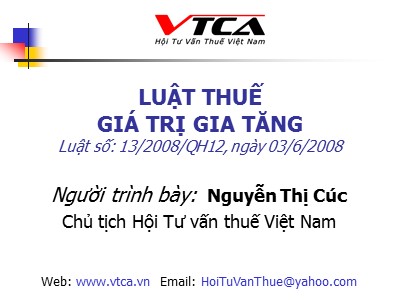 Quản trị ngân hàng - Luật thuế giá trị gia tăng