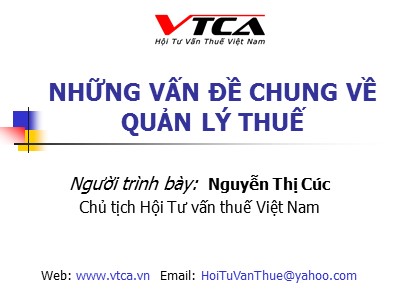 Quản trị ngân hàng - Những vấn đề chung về quản lý thuế