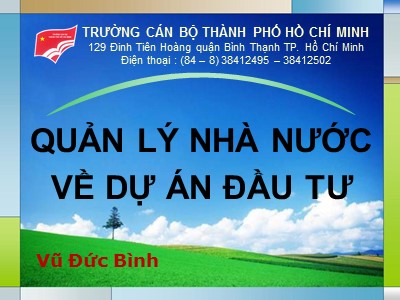 Quản trị ngân hàng - Quản lý nhà nước về dự án đầu tư