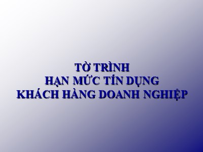 Quản trị ngân hàng - Tờ trình hạn mức tín dụng khách hàng doanh nghiệp