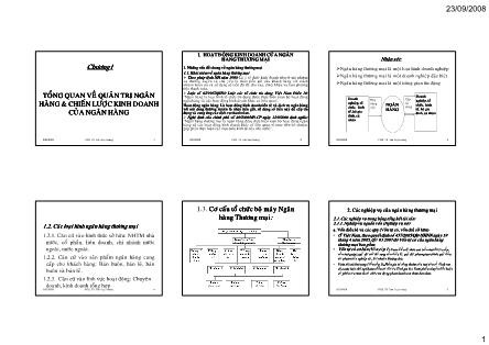 Quản trị và chiến lược kinh doanh của ngân hàng - Chương 1: Tổng quan về quản trị ngân hàng và chiến lược kinh doanh của ngân hàng